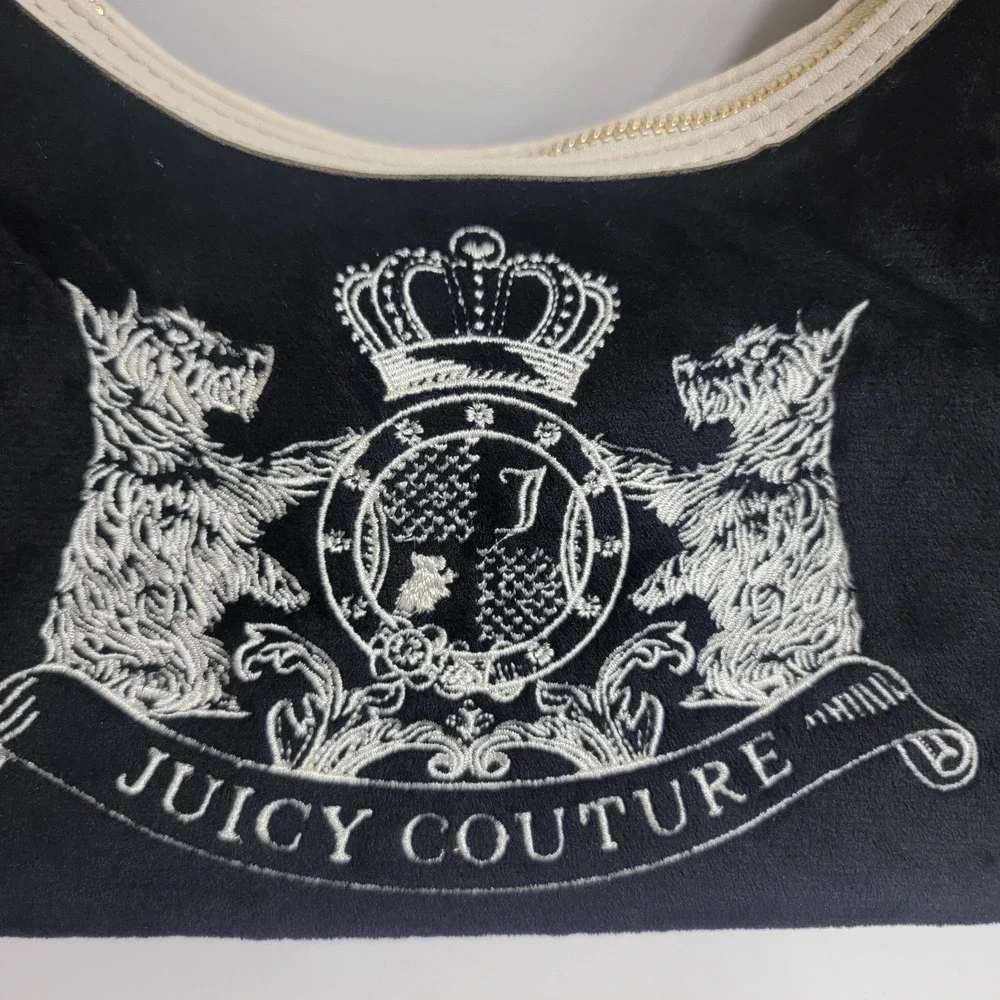 Juicy Couture Hobo Classic SCOTTIE Dogs Licorice Shoulder Bag Purse Pink Interio